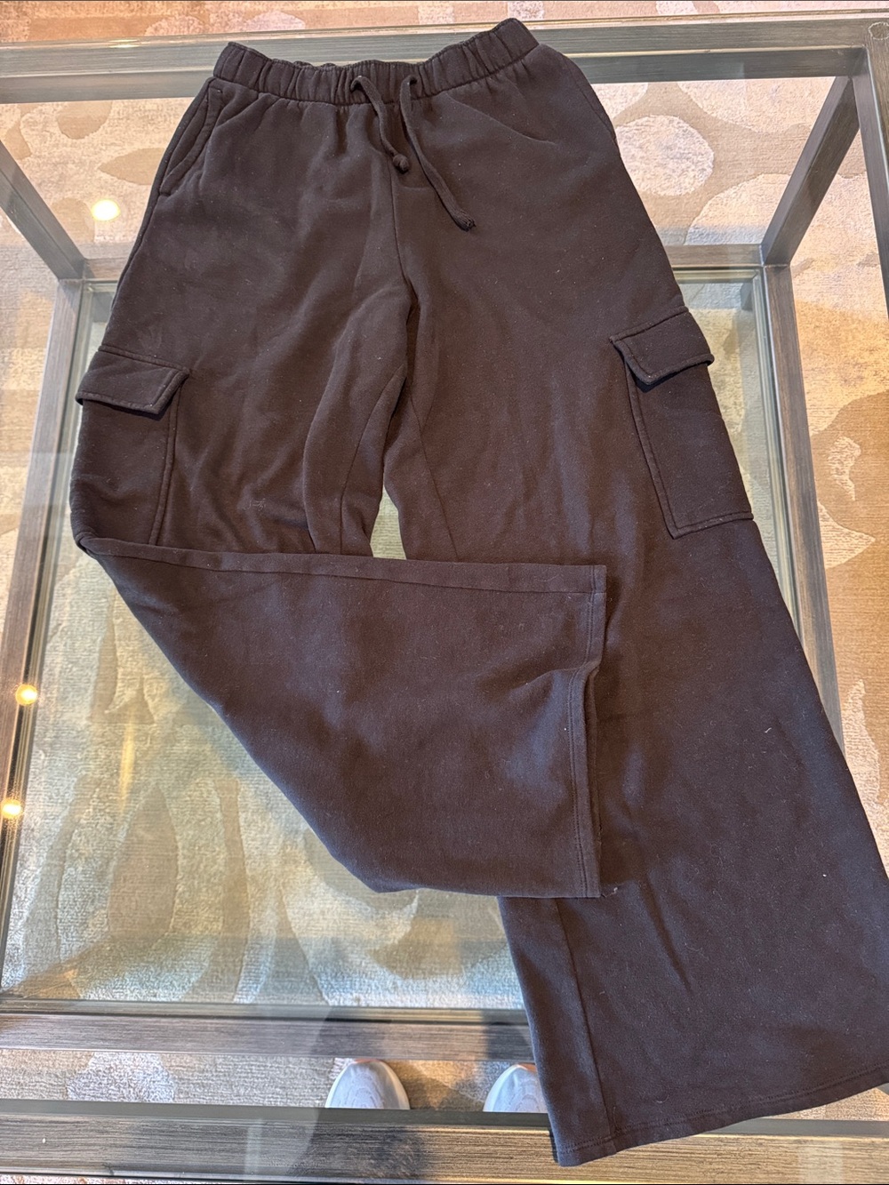 Gilly Hicks Black Cargo Sweatpants with Drawstring Waist